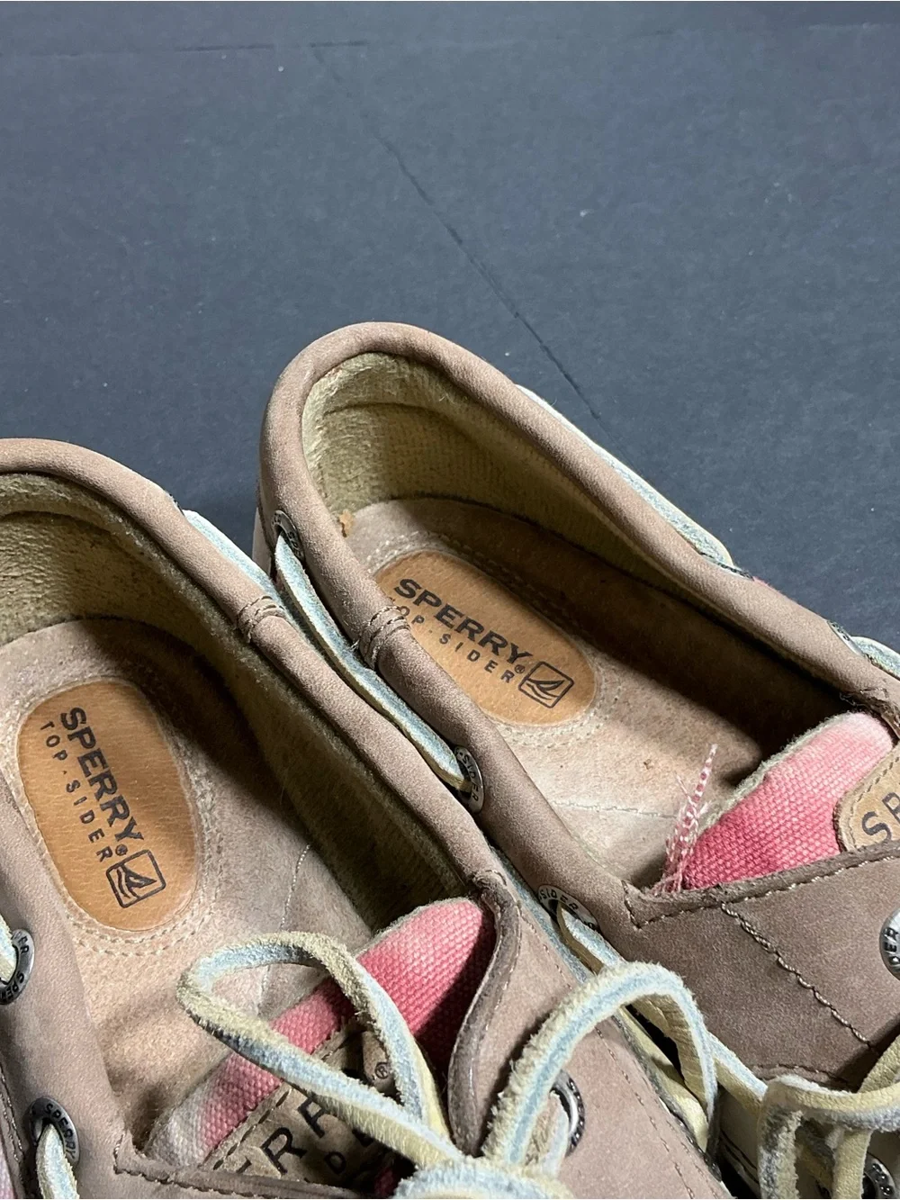 Sperry Men's Tan Suede Boat Shoes with Cream Accents